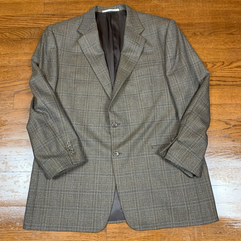 Hickey Freeman Dillards Blazer Mens 44 Regular Plaid USA 100% Worsted Wool